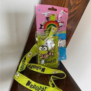 NWT keroppi sanrio lanyard card holder necklace